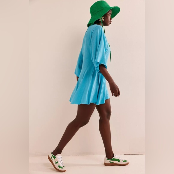 NEW! FREE PEOPLE Free-est MONA Shorts Romper Size XS TROPICAL BLUE Turquoise - Picture 4 of 16